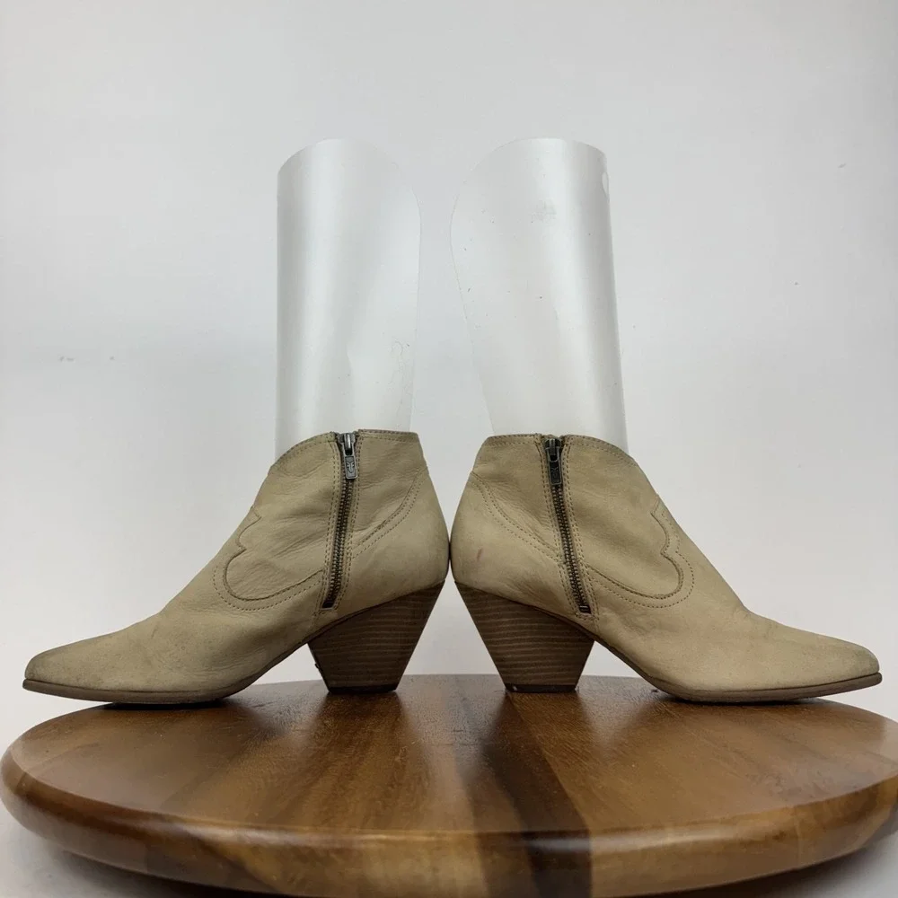 Womens‎ Frye Reina Tan Nubuck Leather Heeled Western Ankle Boots Booties Size 10